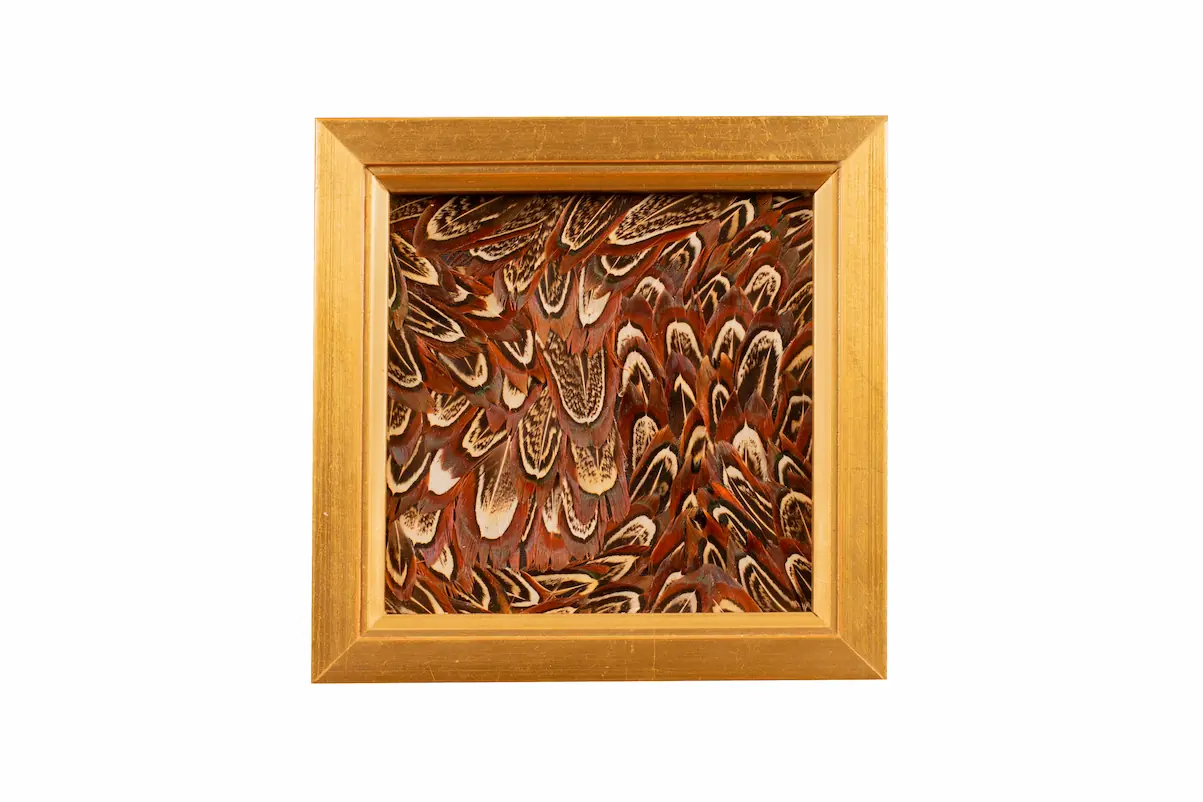 Tableau en plumes de faisan COLCHIDE, fabriqué artisanalement dans mon atelier