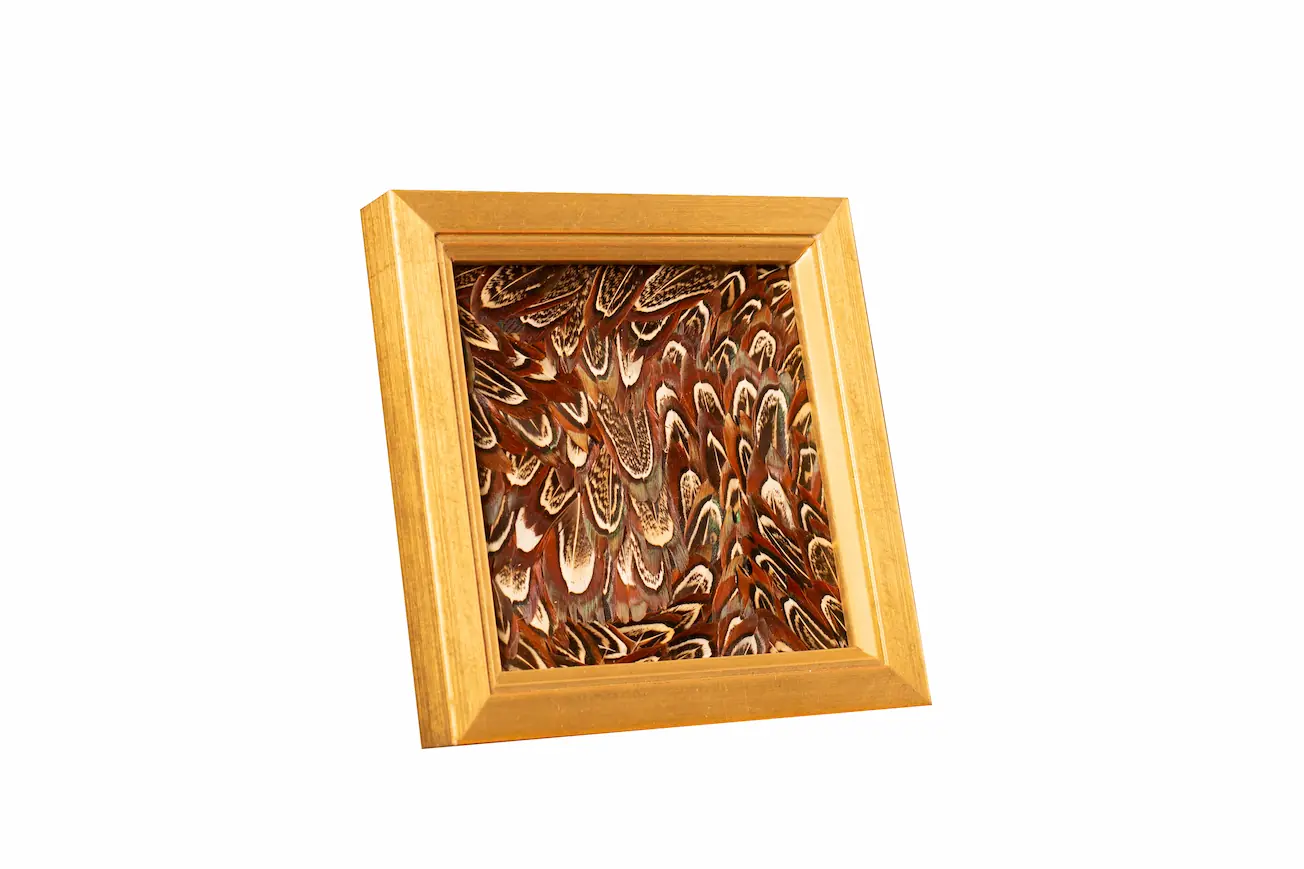 Tableau en plumes de faisan COLCHIDE, fabriqué artisanalement dans mon atelier