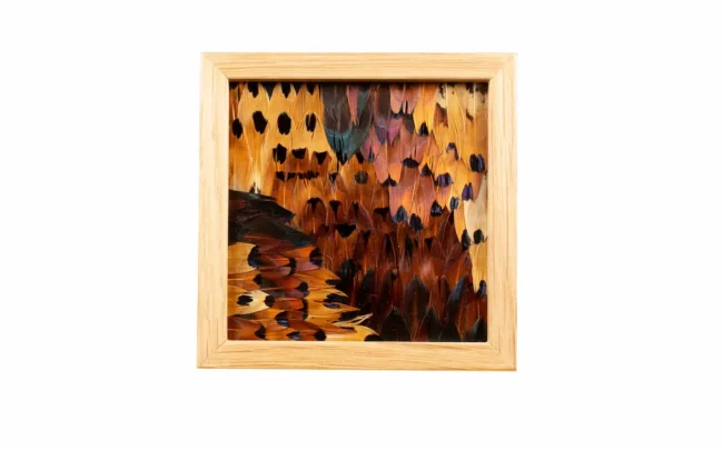 Tableau en plumes de faisan COLCHIDE, fabriqué artisanalement dans mon atelier