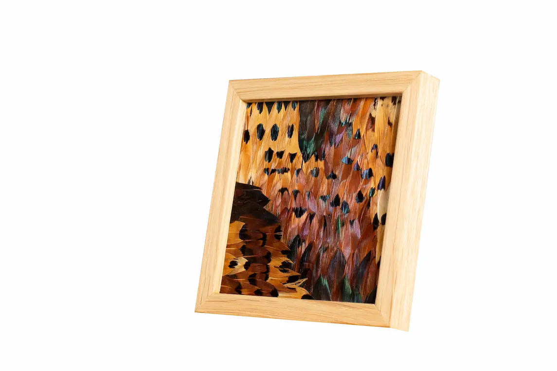 Tableau en plumes de faisan COLCHIDE, fabriqué artisanalement dans mon atelier