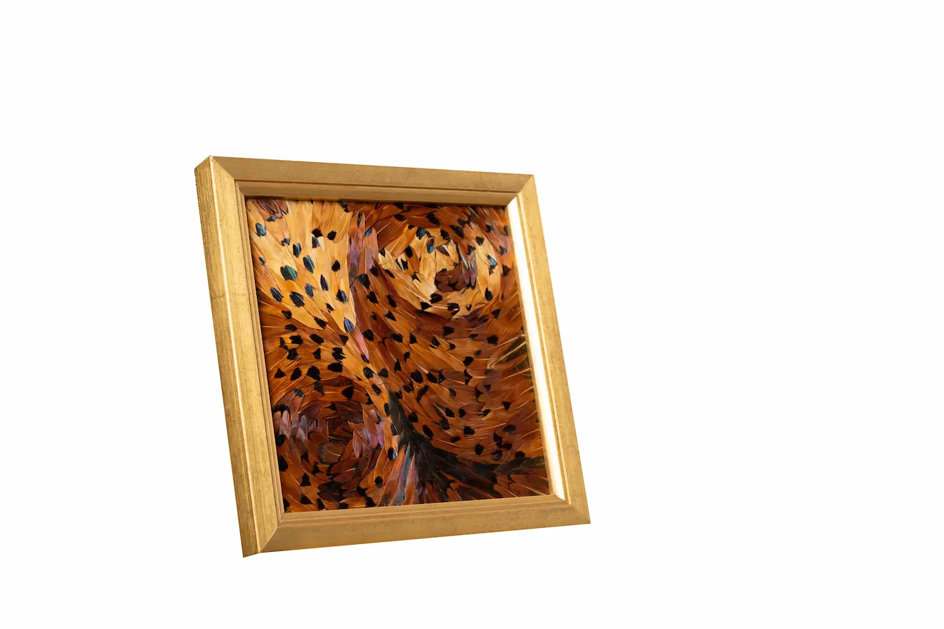 Tableau en plumes de faisan COLCHIDE, fabriqué artisanalement dans mon atelier